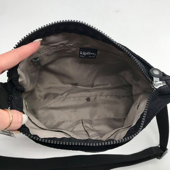 Kipling Black Noir Nylon Multipocket Angie Shoulder Bag - Picture 10 of 11
